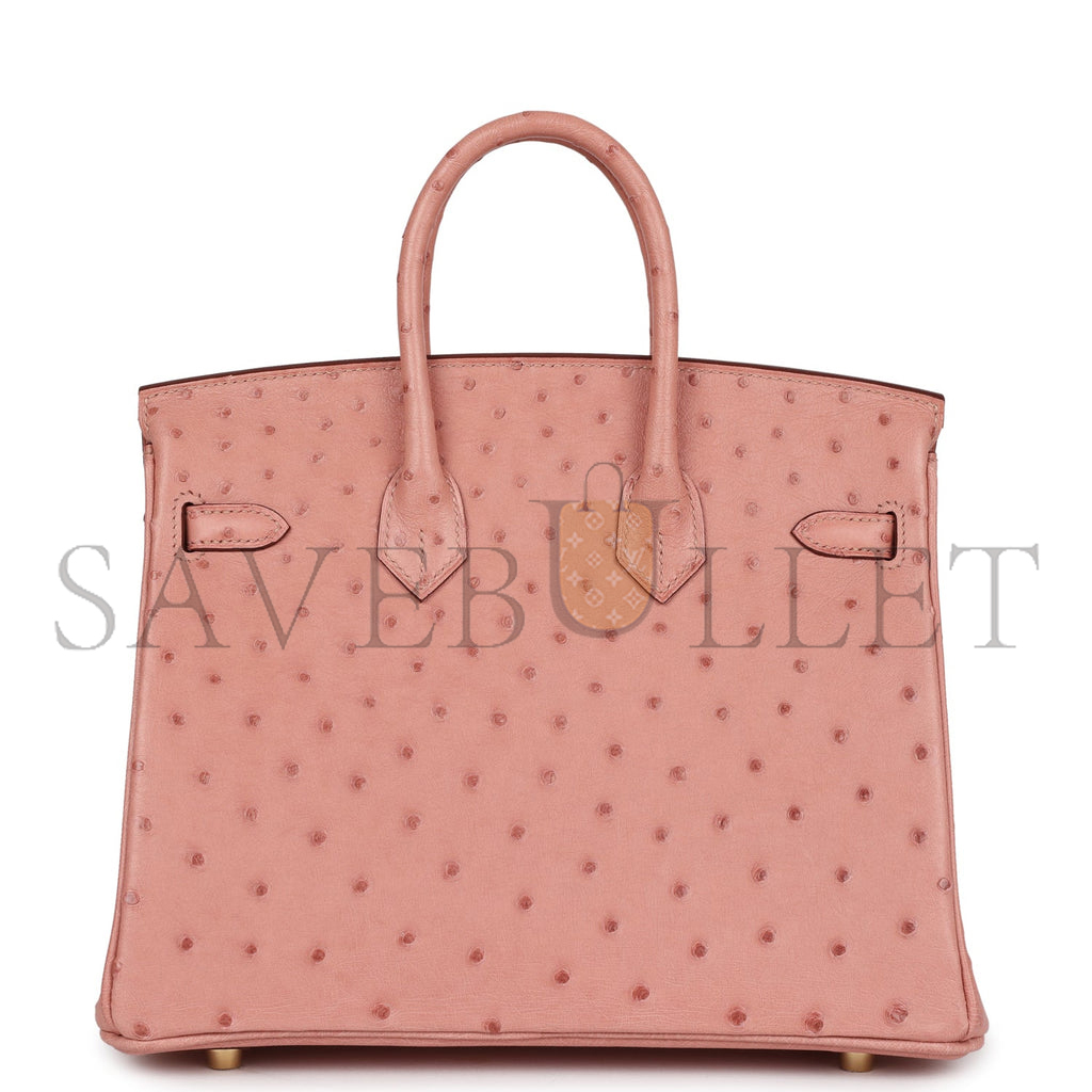 H**mes master birkin 25 ostrich leather cherry blossom pink gold buckle h041944ck92 (25*20*13cm)